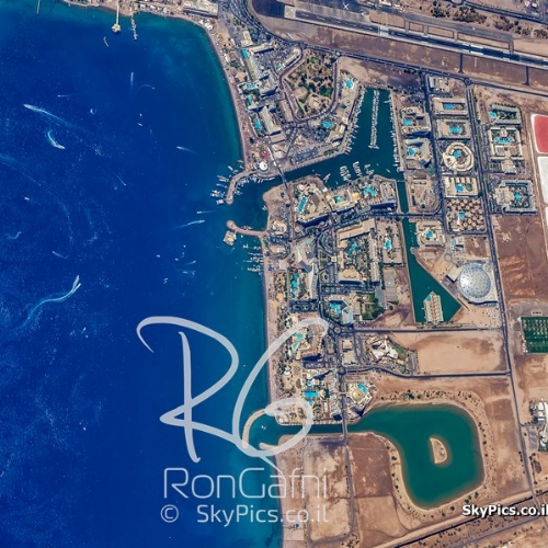 The City of Eilat, and the read sea from 12,000 feet